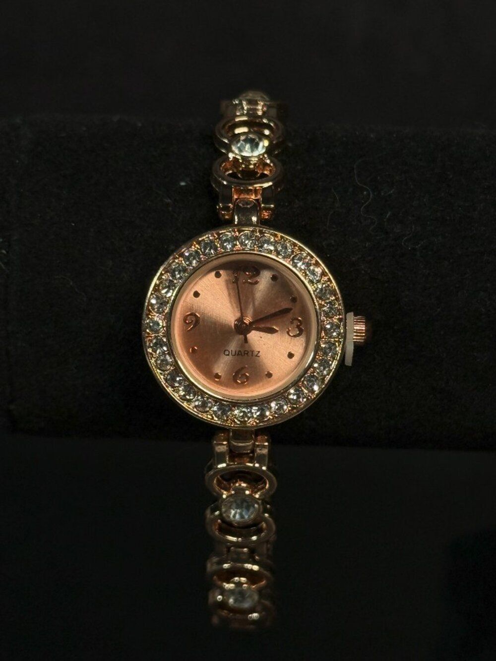 Blair Rose Gold Tone Crystal Bezel Bracelet Watch New Battery Unused